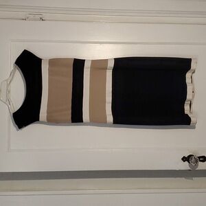 WHBM size 8 black white and tan sleeveless pencil skirt dress